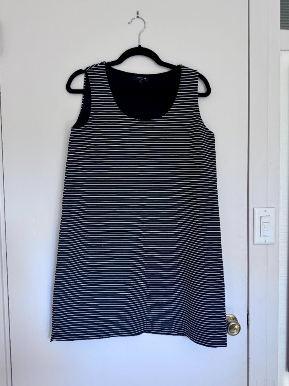 Lafayette 148 New York black white striped sleeveless dress M
